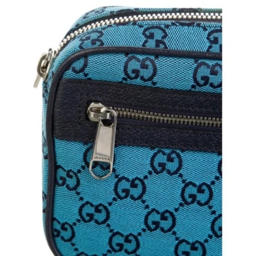 AUTHENTIC! *Gucci* Blue Monogram Belt Camera Bag Clutch - Picture 4 of 7